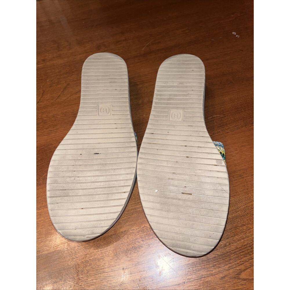 Bzees Runaway Women's Sandals 8.5 Striped Woven Slides Cork Wedge Shoes - Picture 3 of 5